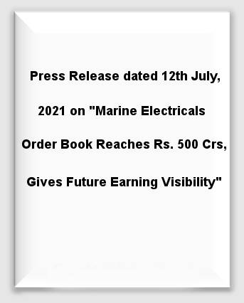 Marine Electricals Order Book Reaches Rs. 500 Crore, Gives Future Earning Visibility