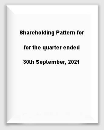 Shareholding Pattern for the quarter ended 30th September, 2021