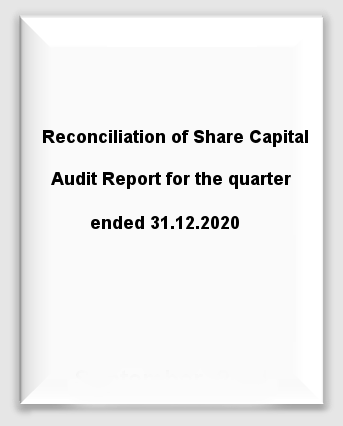 Reconciliation of Share Capital Audit Report for the quarter ended 31st December, 2020