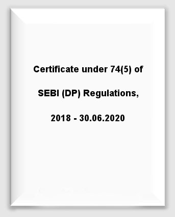 Certificate under 74(5) of SEBI (DP) Regulations, 2018 - 30.06.2020 