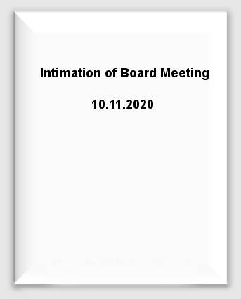 Intimation of Board Meeting 10.11.2020